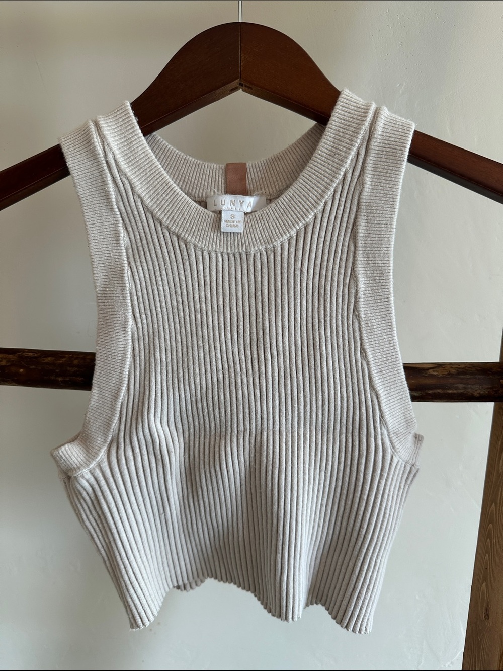 lunya Ribbed Tank Top in Light Beige - Picture 3 of 4
